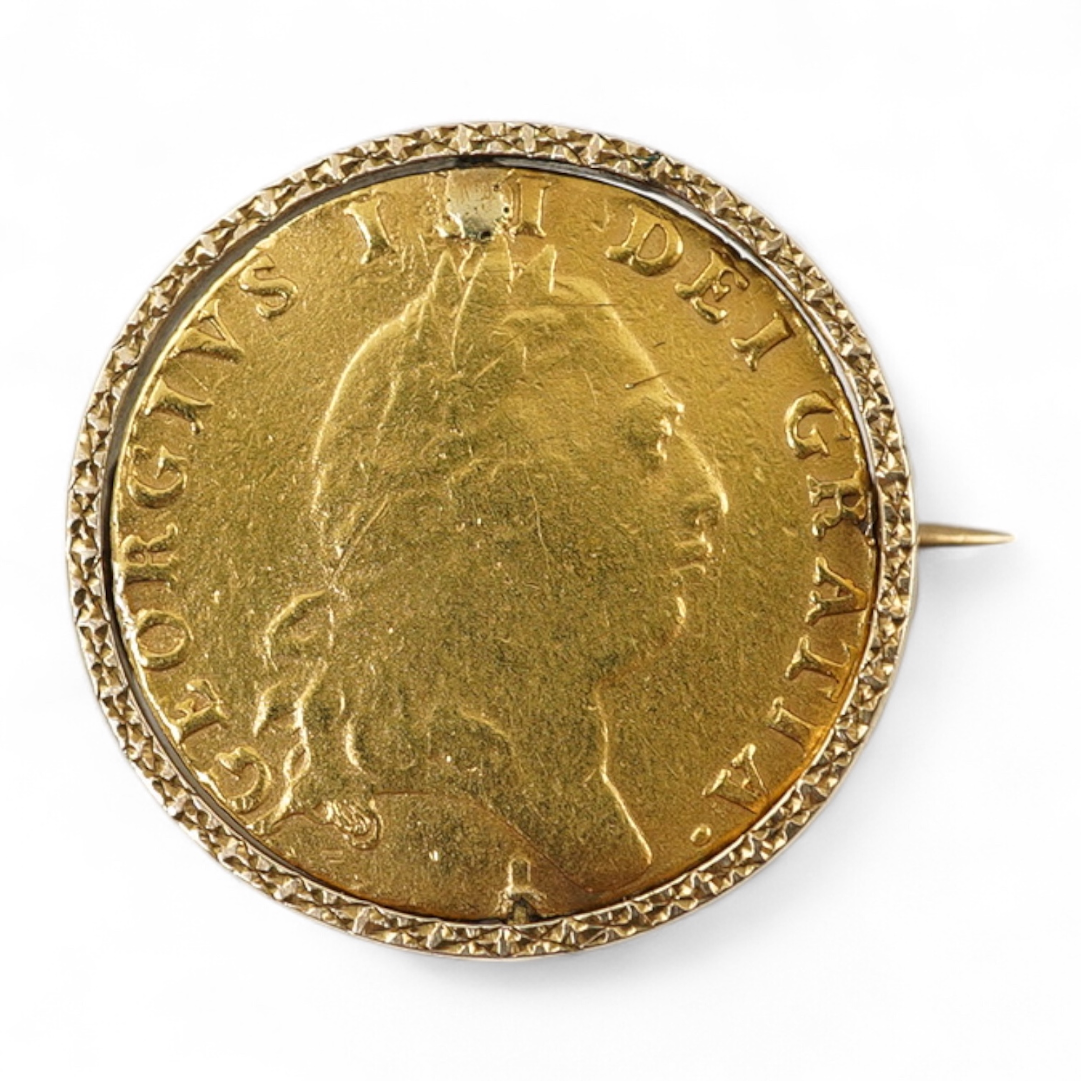 British gold coins, George III, gold guinea, 1794, in a swivel mount, plug at 12 o’clock position, otherwise good